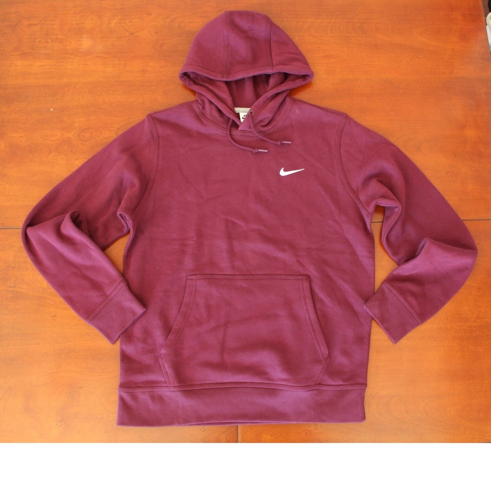 Nike Sportswear Club Fleece Hoodie Maroon Burgundy Swoosh 611457-681 Mens M